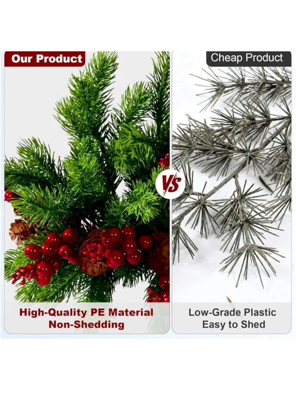 NEW 2 Large PCs Faux Pine Tree Berry Branches Wedding Holiday Centerpieces